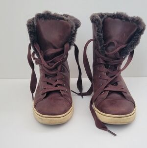 UGG Women's Chocolate Lace-Up Boots with Fur Trim